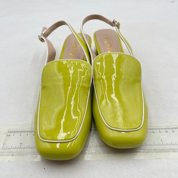 YDN Yellow Square Toe Block Low Heels Slingback Formal Loafer Dressy Pump - Picture 3 of 8
